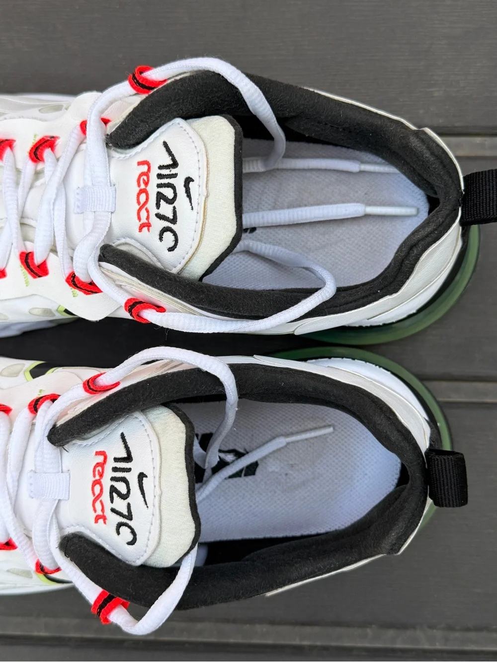Nike Air Max 270 React Men’s Size 12 White Black Volt Running Sneakers